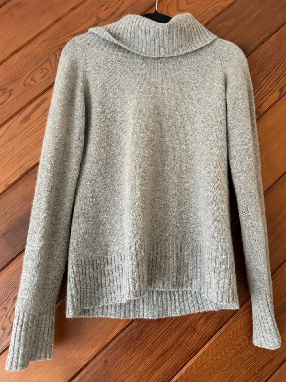 Theory 100% Cashmere Foldover Turtleneck Sweater Heather Gray Size Medium
